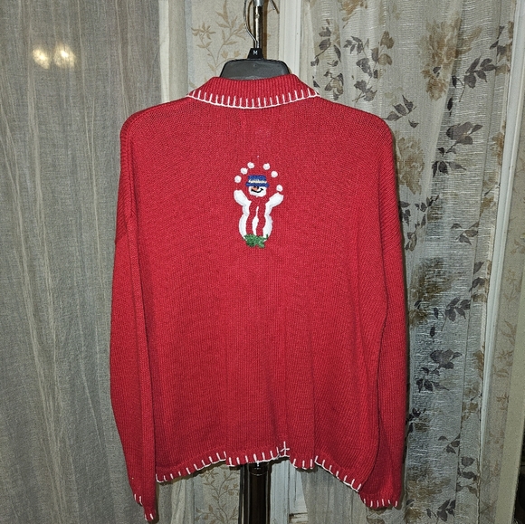 Vintage women's Christmas patchwork button-down sweater - Picture 2 of 3